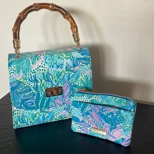 Lilly Pulitzer Hand Bag with Bamboo handle
